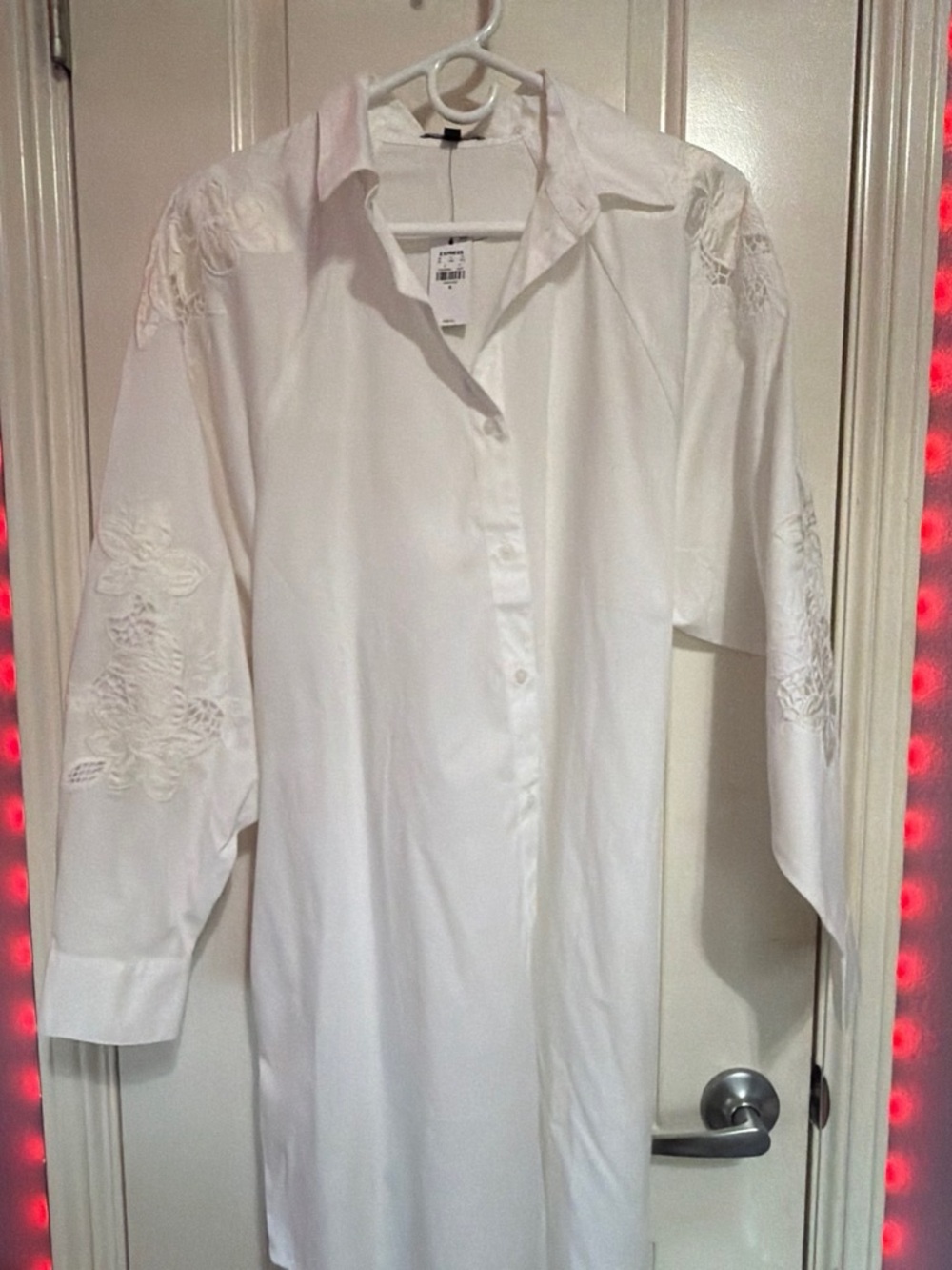 Express White Classic Button-Up Dress